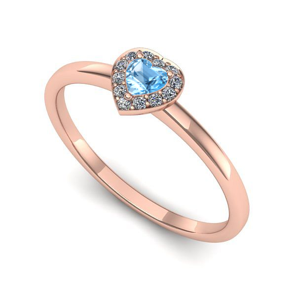 Inel din aur roz cu topaz blue