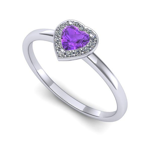 Inel de logodna din aur alb cu ametist