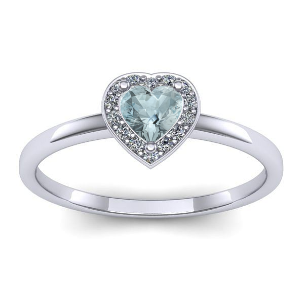 Inel de logodna cu aquamarin inima