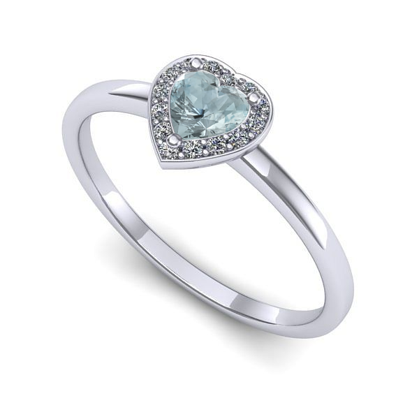 Inel de logodna din aur alb cu aquamarin