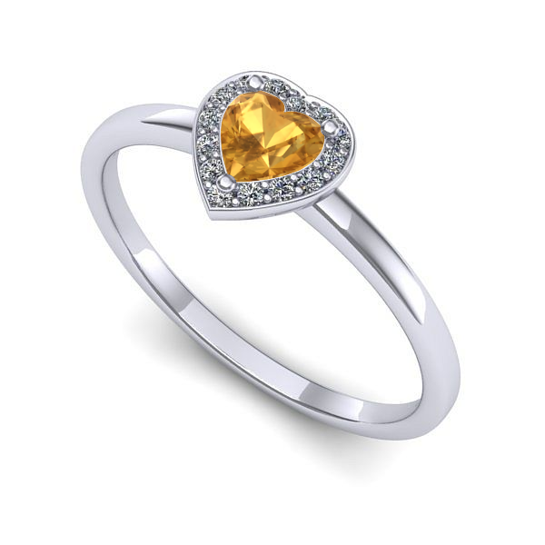 Inel logodna din aur alb cu citrin