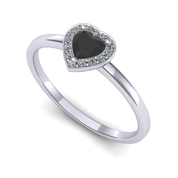 Inel din aur alb cu diamant negru