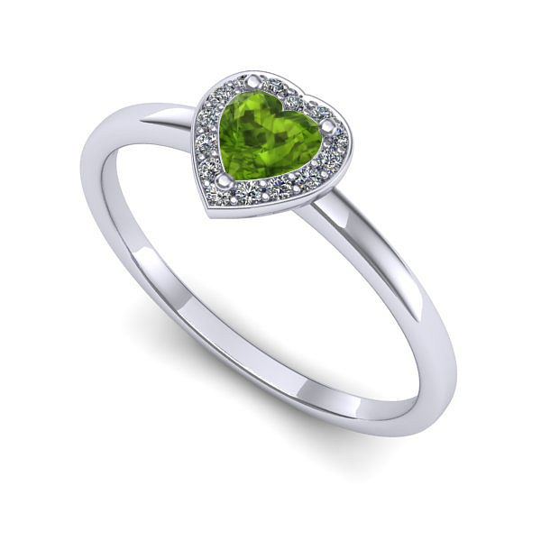 Inel de logodna din aur alb cu peridot