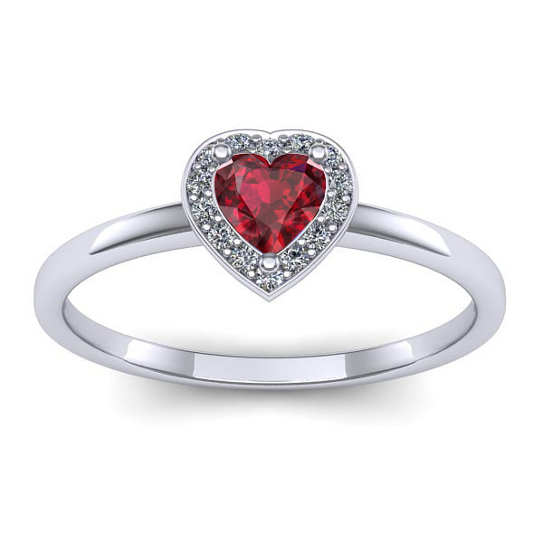 Inel logodna cu rubin inima