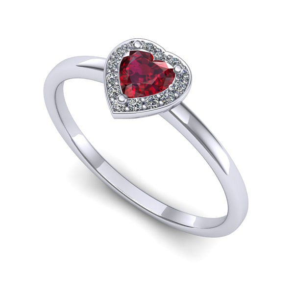 Inel din aur alb cu rubin