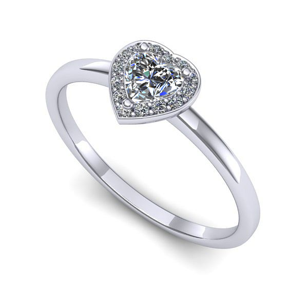 Inel de logodna din aur alb cu safir alb