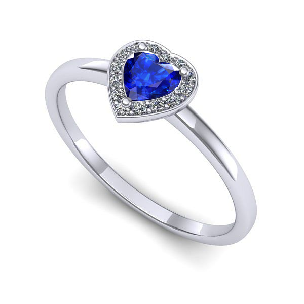 Inel de logodna din aur alb cu safir