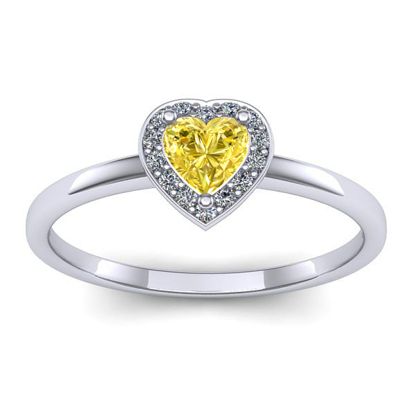 Inel logodna cu safir galben inima