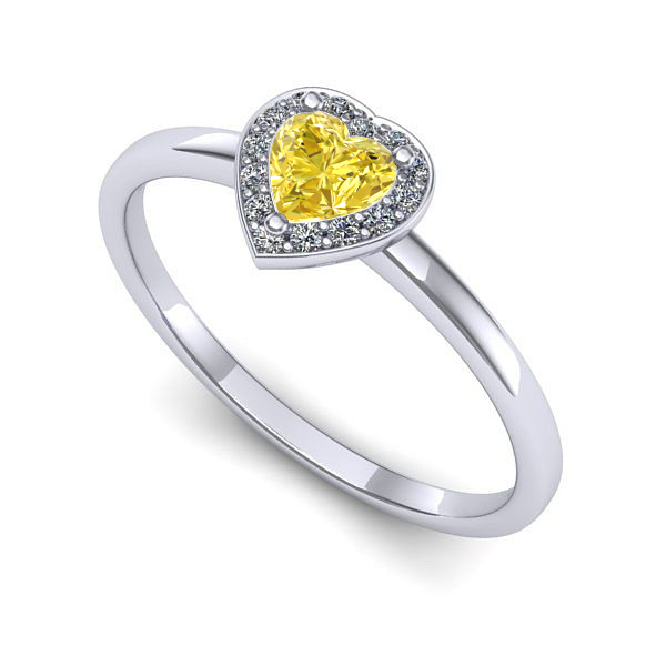 Inel din aur alb cu safir galben