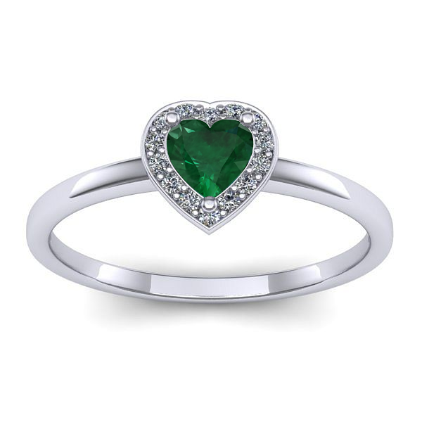 Inel logodna cu smarald inima