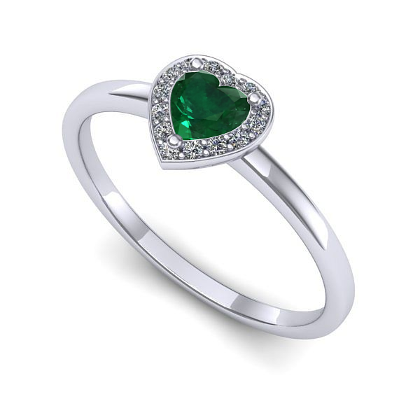 Inel din aur alb cu smarald