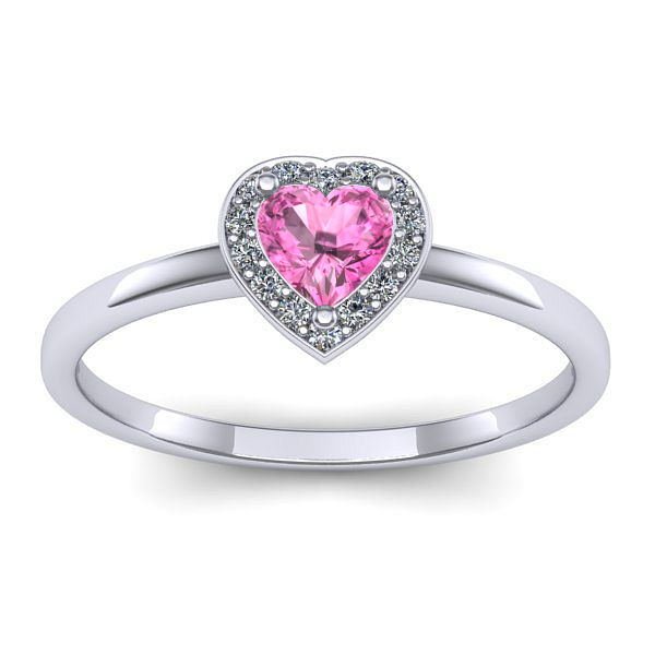 Inel cu safir roz inima