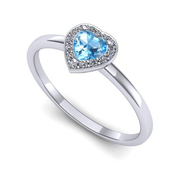 Inel logodna din aur alb cu topaz blue