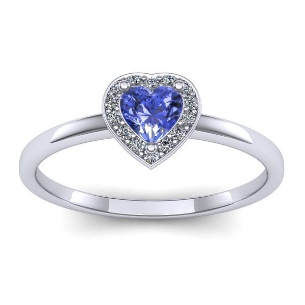 Inel cu tanzanit inima