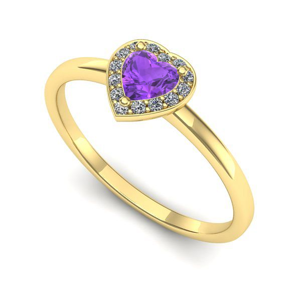 Inel de logodna din aur galben cu ametist