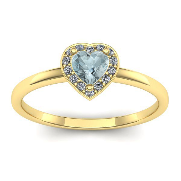 Inel cu aquamarin inima