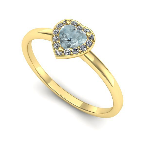 Inel logodna din aur galben cu aquamarin