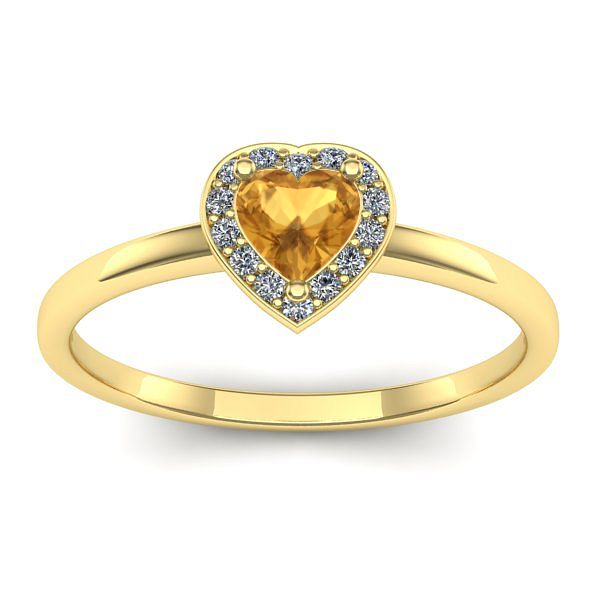 Inel logodna cu citrin inima