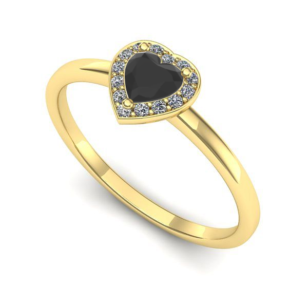 Inel logodna din aur galben cu diamant negru