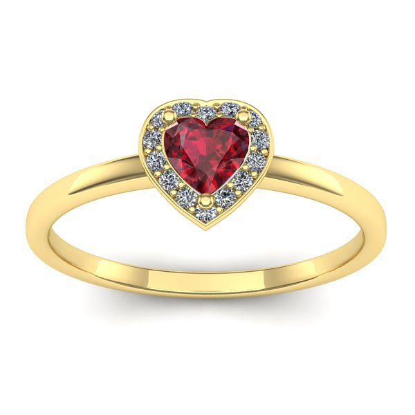 Inel logodna cu rubin inima