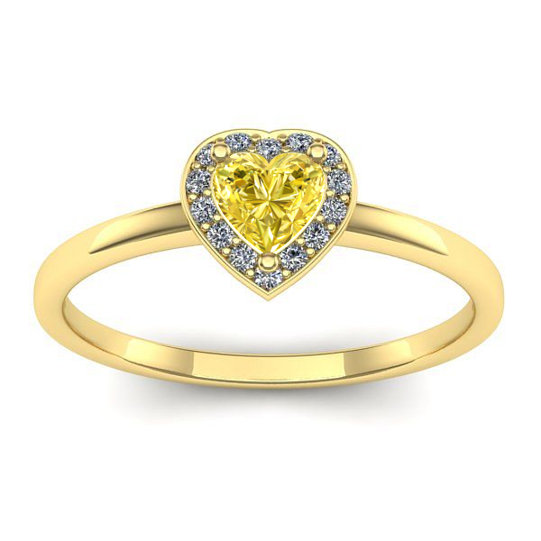 Inel cu safir galben inima