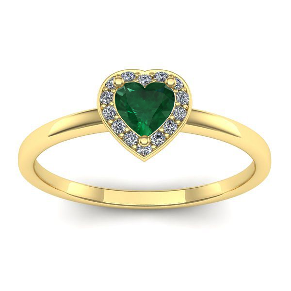 Inel de logodna cu smarald inima