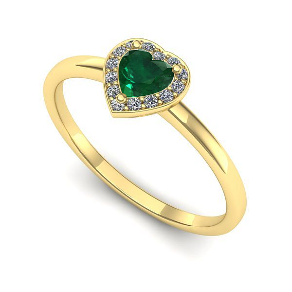 Inel logodna din aur galben cu smarald