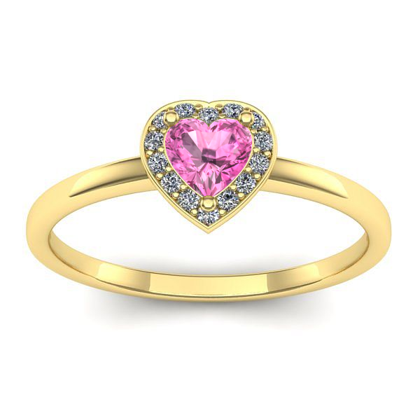 Inel cu safir roz inima