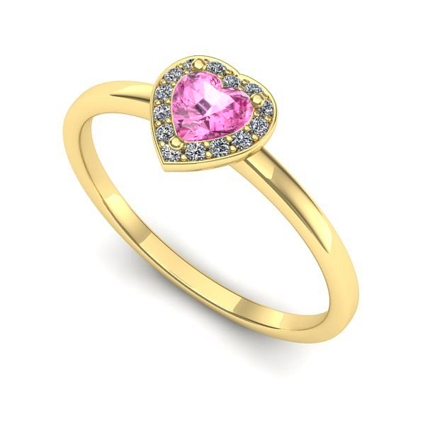 Inel din aur galben cu safir roz