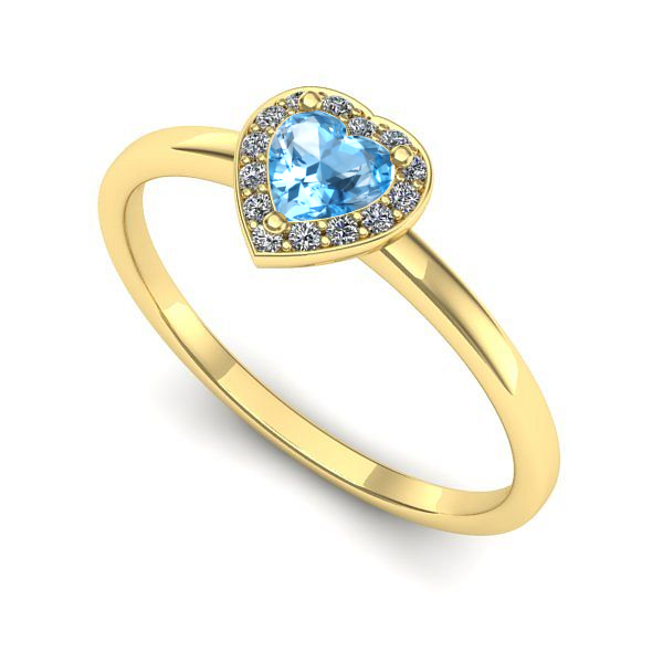 Inel de logodna din aur galben cu topaz blue