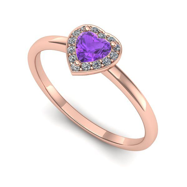 Inel din aur roz cu ametist