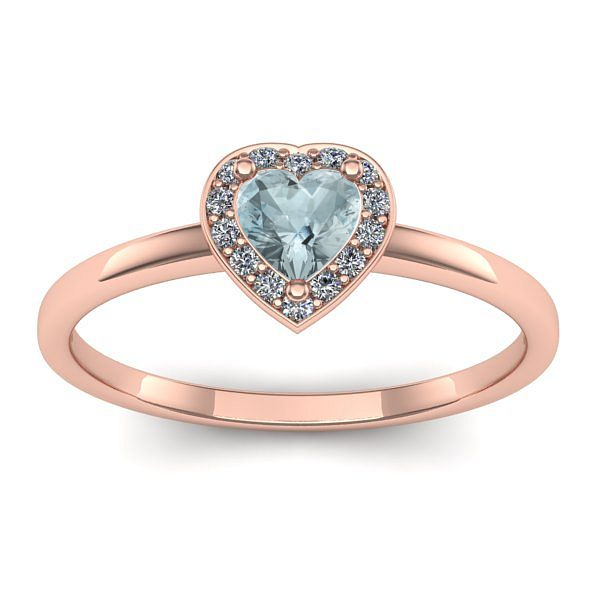 Inel logodna cu aquamarin inima
