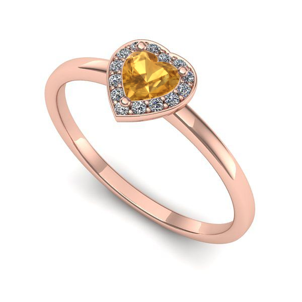 Inel de logodna din aur roz cu citrin