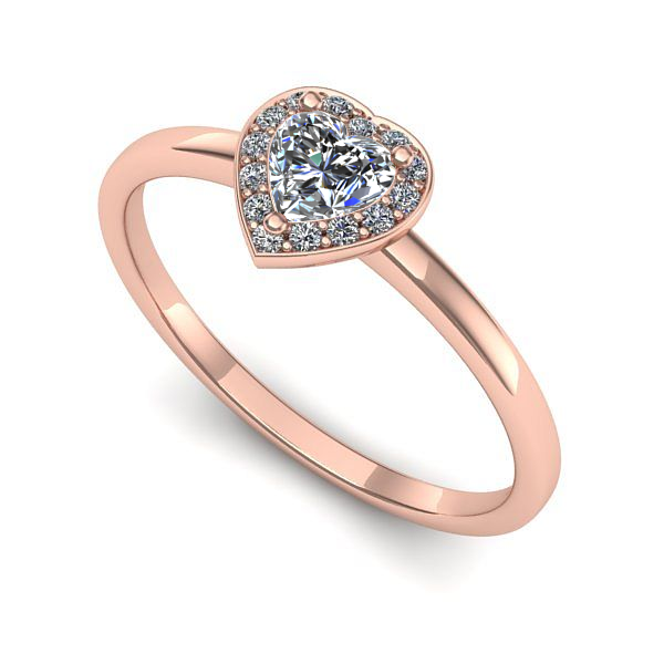 Inel din aur roz cu diamant