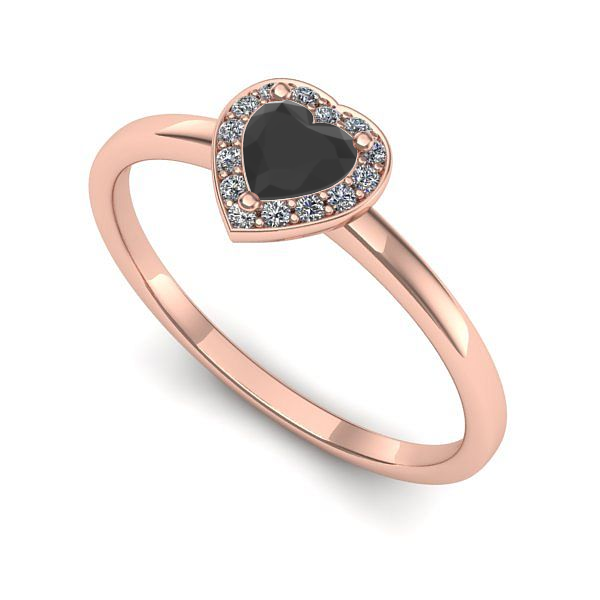 Inel de logodna din aur roz cu diamant negru