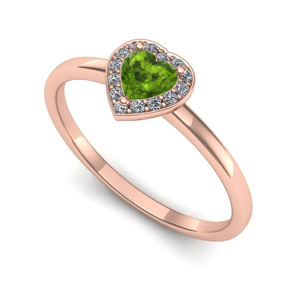 Inel de logodna din aur roz cu peridot