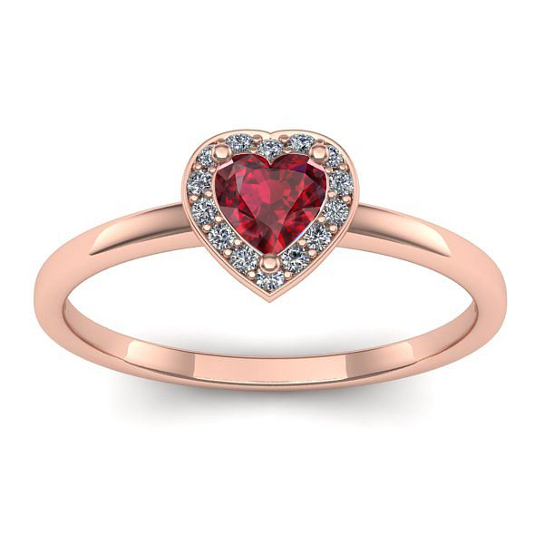 Inel logodna cu rubin inima