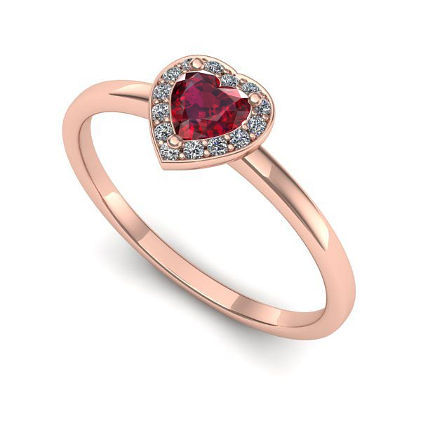 Inel logodna din aur roz cu rubin