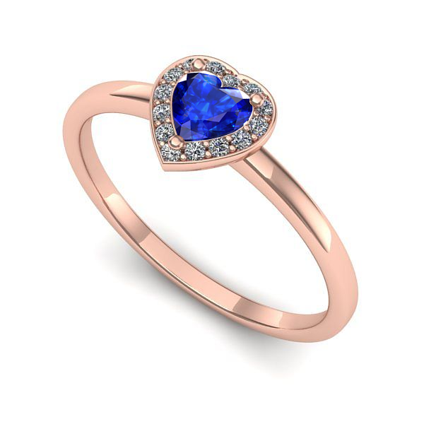 Inel de logodna din aur roz cu safir