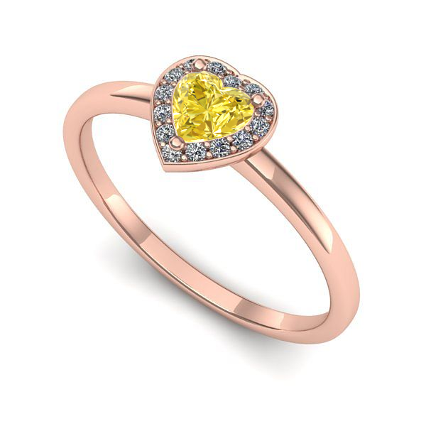 Inel de logodna din aur roz cu safir galben