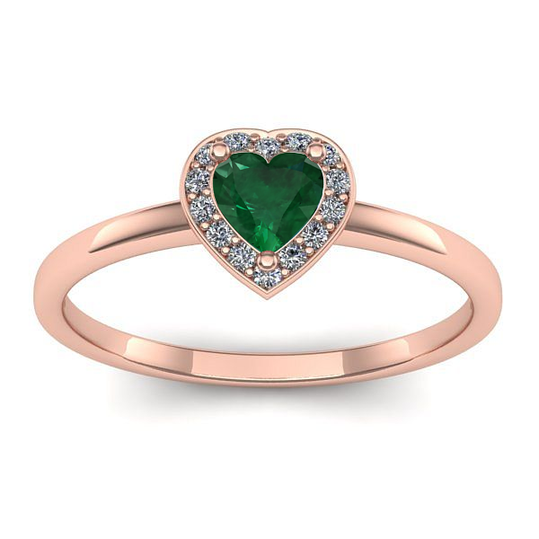Inel de logodna cu smarald inima