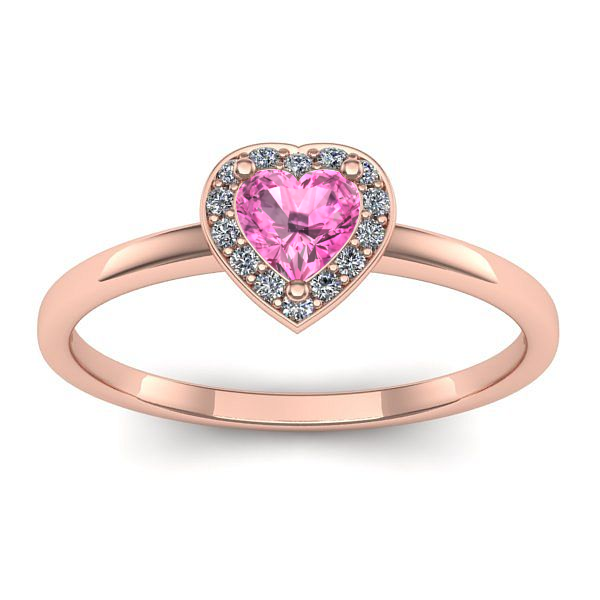 Inel cu safir roz inima