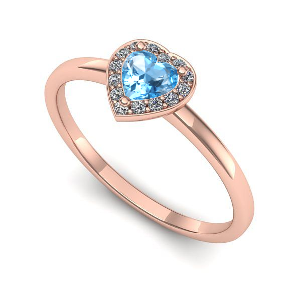 Inel de logodna din aur roz cu topaz blue