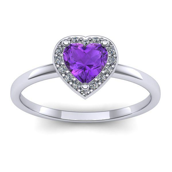 Inel cu ametist inima