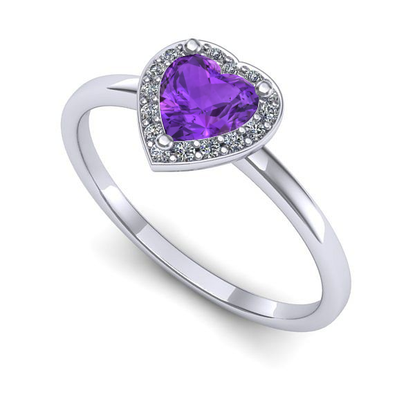 Inel din aur alb cu ametist