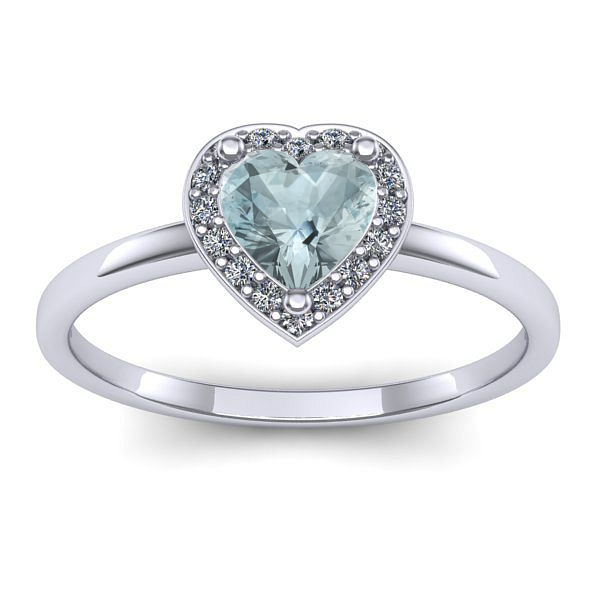 Inel de logodna cu aquamarin inima