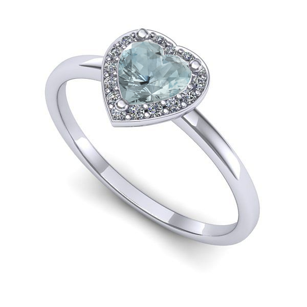 Inel logodna din aur alb cu aquamarin