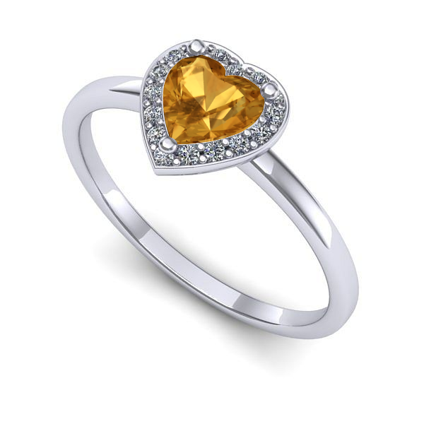 Inel logodna din aur alb cu citrin