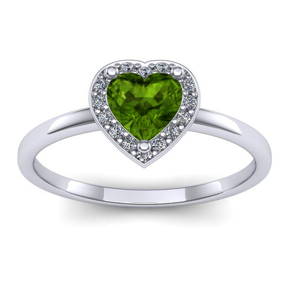 Inel logodna cu peridot inima
