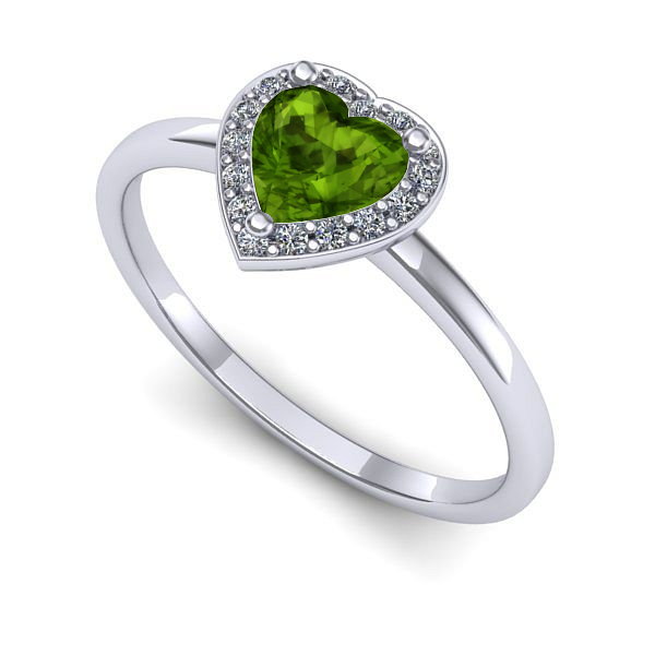 Inel logodna din aur alb cu peridot